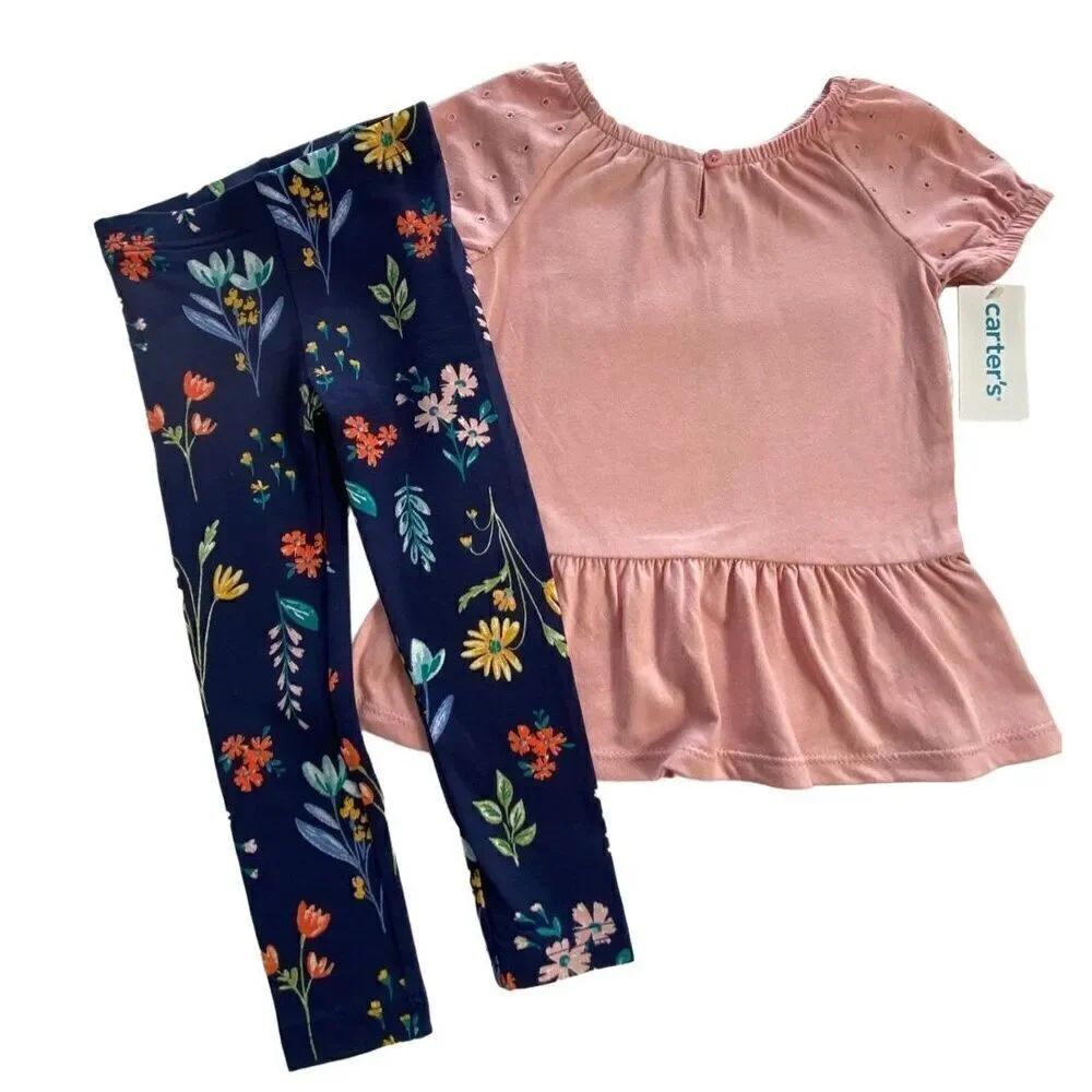 CARTER’S Girl’s 2T Peplum Tee & Floral Leggings Set